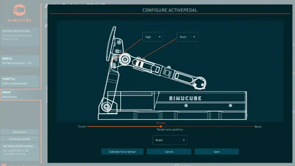 Configure Simucube Activepedal