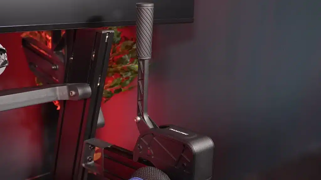 Fanatec Handbrake mounted to a sim rig