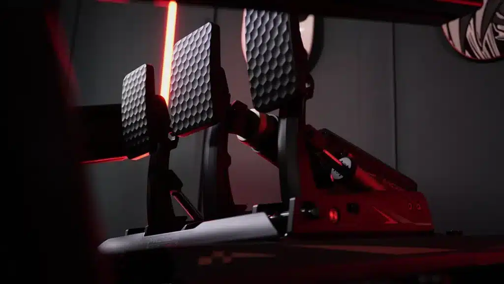 MOZA Mbooster And CRP2 Pedals Mounted on sim rig