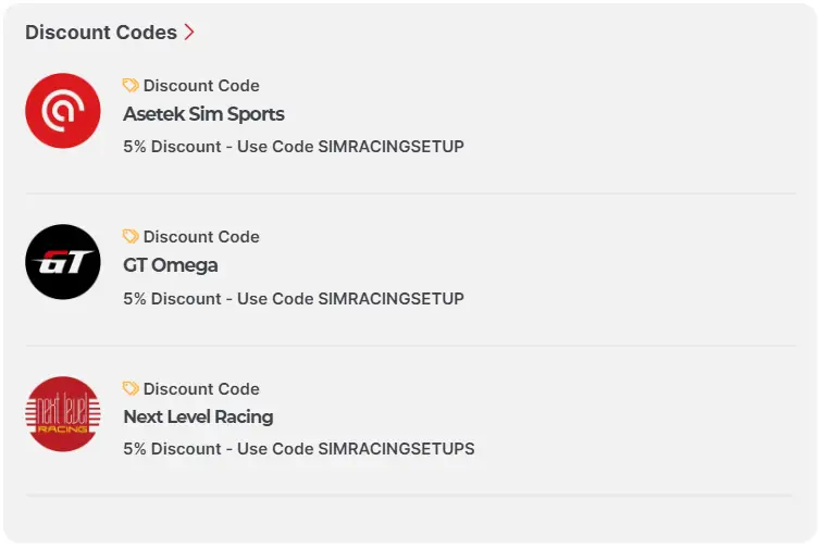 Sim Racing Setups Discount Codes